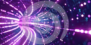 Binary code tunnel with digital elements. Abstract art digital image. AIG49.