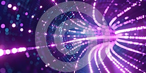 Binary code tunnel with digital elements. Abstract art digital image. AIG49.