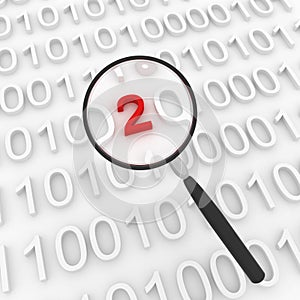 Binary code under magnifying glass