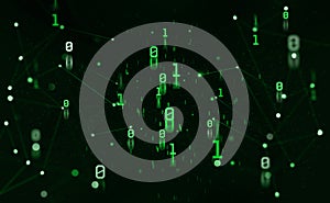 Binary code. Units and zeros in the global cyberspace network