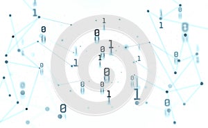 Binary code. Units and zeros in the global cyberspace network