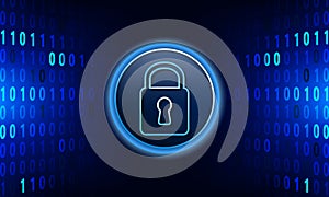 Binary code vector abstract technology background with global security concept.
