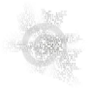 Binary code vector background with numbers one and zero. Artificial intelligence. Big data. Smart system. Coding or