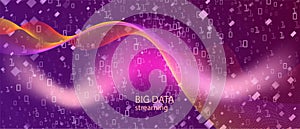 Binary Code Vector Presentation. Digital Futuristic Slide. Tech Neon Funky Modern Template. Matrix Falling Binary Code. Pink