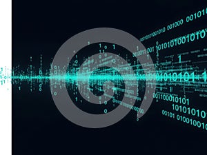 Binary code wave isolated on white background