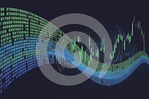 Binary Code Wave with Stock Market Graph