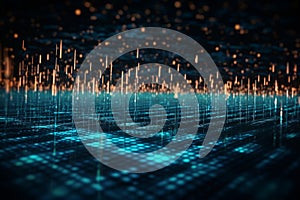 Binary code waves depict data flow digital security in internet technology