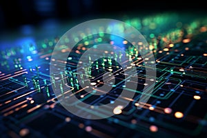 Binary code waves depict data flow digital security in internet technology