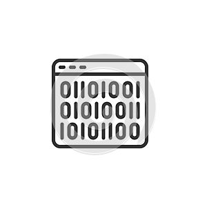 Binary code web page line icon
