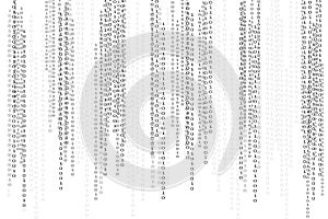 Binary code white background. Technology, data, coding, decoding, hack, ransomware concept