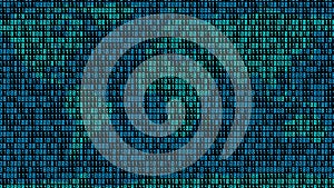 Binary code. Zeros and ones in the form of a map of the world. Coding. 3D render.