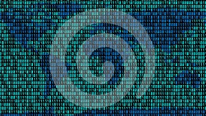 Binary code. Zeros and ones in the form of a map of the world. Coding. 3D render.