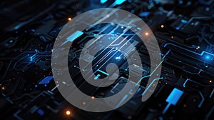 Binary codes with glowing blue digits. Technology and data concept. AIG53F.