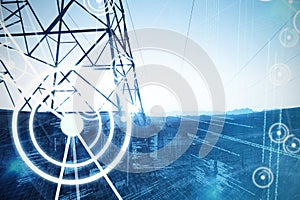 Composite image of binary codes and lines