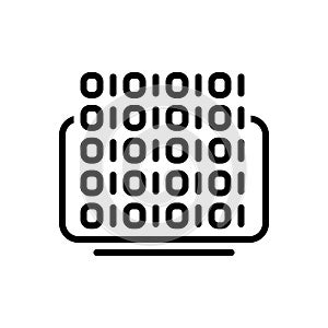 Black line icon for Binary Coding, binary and coding