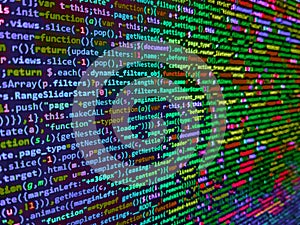 Binary computer code background, abstract. Developing programming and coding technologies. Computer programming source code. HTML