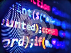 Binary computer code background, abstract. Website programming code. Coding concept background. Software background. Real software