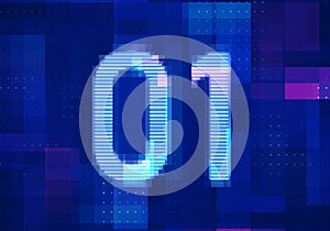01 binary computer code on the  screen computer technology background.