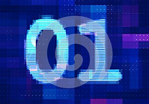 01 binary computer code on the  screen on monitor computer technology with blue background.