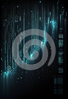 Binary computer matrix code data stream abstract background showing a coding transmission over the global internet network