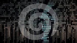 Binary computer matrix code data stream abstract background