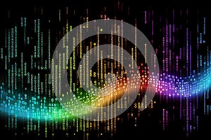 Binary computer matrix code data stream abstract background