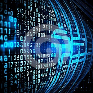 Binary computer matrix code data stream background