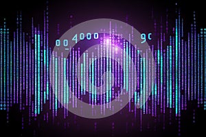 Binary computer matrix code data stream background