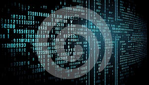 Binary computer matrix code data stream background