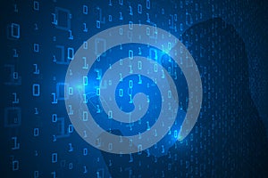 Binary cyber security computer code technology abstract. global hacker background.