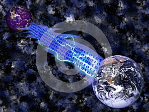 Binary data connection between planets