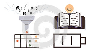 Data Processing, Knowledge Acquisition, and Energy Conceptualized in Simple Visual Elements