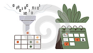 Data Filtering Process and Task Planning Visualization with a Calendar