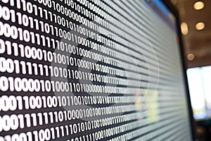Binary data on LCD screen seamless pattern, digital code