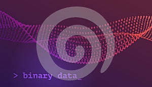 Binary data representation. Colorful conceptual wave of ones and zeroes.