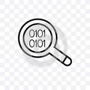 Binary data search vector linear icon isolated on transparent background, Binary data search transparency concept can be used for