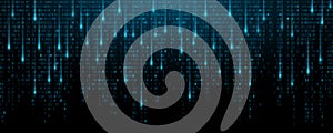 Binary data software programming code background. Flowing 0 and 1 numbers into cyberspace. Digital big data technology concept.