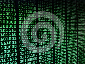 Binary data stream concept, numbers, big data, information