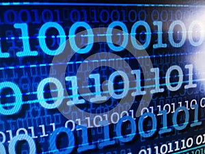 Binary data stream concept, numbers, information - abs