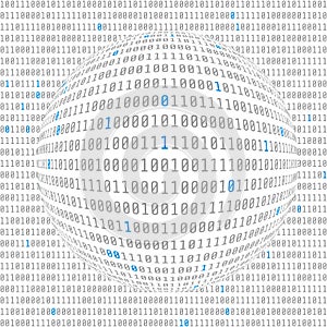 Binary data view. cybersecurity. binary code concave hemisphere with allocated key bits. vector