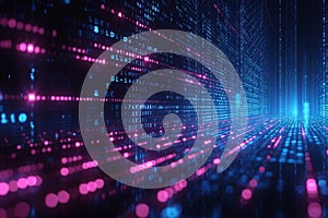 Binary digit matrix Streaming data forms abstract digital background