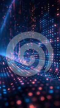 Binary digit matrix Streaming data forms abstract digital background