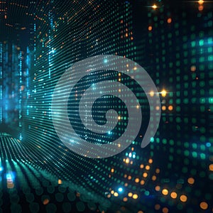 Binary digit matrix Streaming data forms abstract digital background