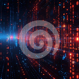 Binary digit matrix Streaming data forms abstract digital background