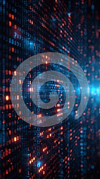 Binary digit matrix Streaming data forms abstract digital background