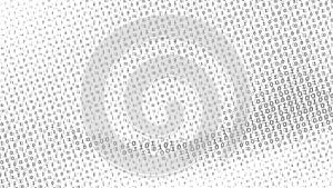 Binary digital baclground with gray ones and zeros. Halftone texture