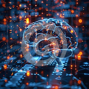 Binary digital brain, neural network AI.