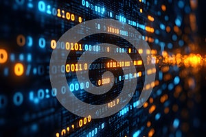 Binary Code and Data Streams - Digital Technology and Cybersecurity Concepts Generative AI