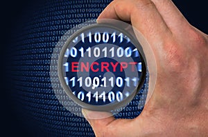 Binary encrypted code with encrypt word inside