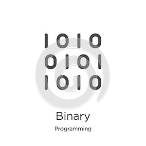 binary icon vector from programming collection. Thin line binary outline icon vector illustration. Outline, thin line binary icon